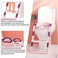 Randaco WC Riduttore Water Per Bambini Portatile & Pieghevole Vasino Sedia Con Scaletta & Sgabello Da Viaggio Rosa -Stile Bagno 100029549 4
