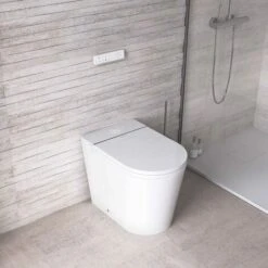 Mizubath - Vaso Con Bidet Con Casetta Incorporata - Pulizia Con Acqua E Diversi Tipi Di Massaggio - Asciugatura Ad Aria Calda - Telecomando E Pannello Di Controllo - Montaggio A Pavimento - Serie Rada