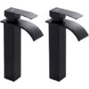 2PCS CECIPA Nero Alto Rubinetto Bagno Lavabo Cascata, Miscelatore Lavabo Bagno, Rubinetto Lavabo, Rubinetto Bagno Lavabo