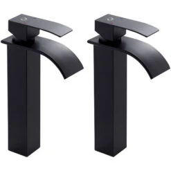 2PCS CECIPA Nero Alto Rubinetto Bagno Lavabo Cascata, Miscelatore Lavabo Bagno, Rubinetto Lavabo, Rubinetto Bagno Lavabo