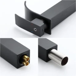 2PCS CECIPA Nero Alto Rubinetto Bagno Lavabo Cascata, Miscelatore Lavabo Bagno, Rubinetto Lavabo, Rubinetto Bagno Lavabo -Stile Bagno 10104578 4