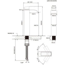 2PCS CECIPA Nero Alto Rubinetto Bagno Lavabo Cascata, Miscelatore Lavabo Bagno, Rubinetto Lavabo, Rubinetto Bagno Lavabo -Stile Bagno 10104578 5