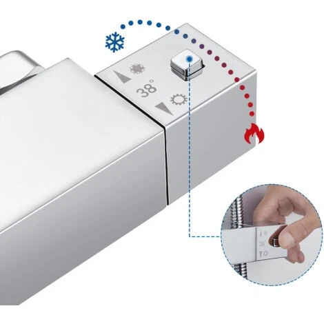Auralum Colonna Doccia Con Miscelatore Termostatico, Sistema Doccia Antiscottatura, Set Doccia Con Soffione A 20cm Pioggia E 3cm Doccetta, Altezza Regolabile 85-120 Cm 2 Auralum Colonna Doccia Con Miscelatore Termostatico, Sistema Doccia Antiscottatura, Set Doccia Con Soffione A 20cm Pioggia E 3cm Doccetta, Altezza Regolabile 85-120 Cm - immagine 2