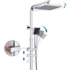 Auralum Colonna Doccia Con Miscelatore Termostatico, Sistema Doccia Antiscottatura, Set Doccia Con Soffione A 20cm Pioggia E 3cm Doccetta, Altezza Regolabile 85-120 Cm -Stile Bagno 10104621 4