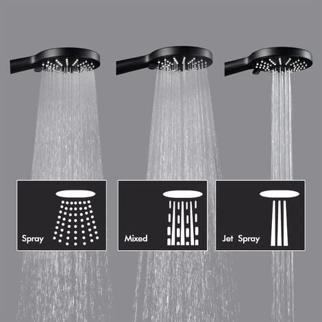 CECIPA Set Doccia Nero Sistema Doccia Senza Rubinetteria, Colonna Doccia A Pioggia Con Soffione Tondo Da 22 Cm E Doccetta Con Soffione A 3 Modalità, Regolabile In Altezza 4 CECIPA Set Doccia Nero Sistema Doccia Senza Rubinetteria, Colonna Doccia A Pioggia Con Soffione Tondo Da 22 Cm E Doccetta Con Soffione A 3 Modalità, Regolabile In Altezza - immagine 4