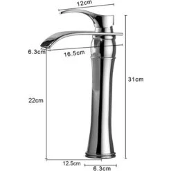 Auralum Cromo Bagno Monocomando Miscelatore Rubinetto Alta A Cascata Per Lavabo, Con Bocca Alta Di Erogazion, Fredda E Calda Regolabile -Stile Bagno 10104739 5