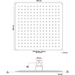 Soffione Doccia Effetto Pioggia Forma Quadrata In Acciaio Inossidabile 20x20cm -Stile Bagno 10180448 4