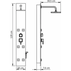 Pannello Doccia In Vetro 18x42,1x120 Cm Nero VidaXL -Stile Bagno 10329464 3