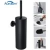 Auralum Scopino E Portascopino Per WC Nero In Acciaio Inox Scopino Bagno A Parete Con Coperchio Splashproof Anti-odore