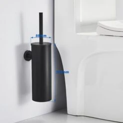 Auralum Scopino E Portascopino Per WC Nero In Acciaio Inox Scopino Bagno A Parete Con Coperchio Splashproof Anti-odore -Stile Bagno 10558792 4