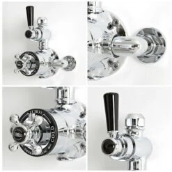 Hudson Reed Elizabeth Sistema Doccia A 2 Vie Completo Di Miscelatore Termostatico Alto&44 Colonna&44 Soffione E Doccetta - Ottone Solido E Ceramica Nera - Cromo Lucido -Stile Bagno 10671124 4