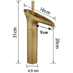 Rubinetto Lavabo Becco Cascata Miscelatore Oro Bagno Canna Alta Ottone DR T2020 -Stile Bagno 10683666 4