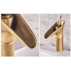 Rubinetto Miscelatore Cascata Ottone Canna Bassa Bagno Vintage Becco DR T2021 -Stile Bagno 10683671 3