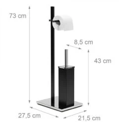 Relaxdays Piantana Da Bagno HxLxP: 73 X 21,5 X 27,5 Cm Porta Carta Igienica Scopino Contenitore Spazzolone Plastica Nero -Stile Bagno 10719747 3