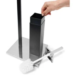 Relaxdays Piantana Da Bagno HxLxP: 73 X 21,5 X 27,5 Cm Porta Carta Igienica Scopino Contenitore Spazzolone Plastica Nero -Stile Bagno 10719747 5