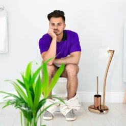 Relaxdays Set Da Accessori Per WC, Porta Scopino In Acciaio Inox E Portarotolo, Piantana, HxLxP: 75 X 21 X 26 Cm, Rame -Stile Bagno 10720057 3