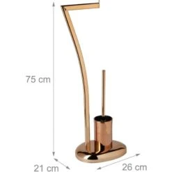 Relaxdays Set Da Accessori Per WC, Porta Scopino In Acciaio Inox E Portarotolo, Piantana, HxLxP: 75 X 21 X 26 Cm, Rame -Stile Bagno 10720057 4