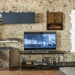 Relaxdays Mobile Pensile LAMELL, Armadietto Con Portasciugamani, Mobiletto Bagno, Bambù, 66 X 62 X 20 Cm, Marrone Scuro -Stile Bagno 10720482 5