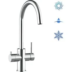 Rubinetto 5 Vie Miscelatore Lavello Cucina In Acciaio INOX Lucido Per Sistemi Acqua Gasata/aromatizzata E Filtro Depurazione Canna A U - ACCIAIO CHIRURGICO AISI 316