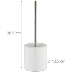 Relaxdays Set Di Scopino E Portascopino In Ceramica, Per Bagno E WC, Testa Sostituibile, H X D 38,5 X 12,5 Cm, Bianco -Stile Bagno 11090438 4