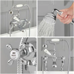 Hudson Reed Elizabeth Rubinetto Miscelatore Tradizionale Per Bordo Vasca - Design A Croce Vittoriano In Ottone Solido - Finitura Cromata Con Ceramica Bianca - 365 X 196 X 176mm -Stile Bagno 11424216 3