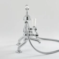 Hudson Reed Elizabeth Rubinetto Miscelatore Tradizionale Per Bordo Vasca - Design A Croce Vittoriano In Ottone Solido - Finitura Cromata Con Ceramica Bianca - 365 X 196 X 176mm -Stile Bagno 11424216 4