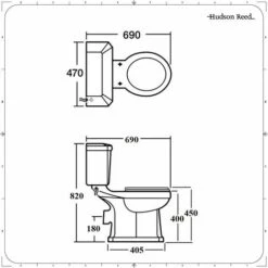 Hudson Reed Richmond Sanitario WC Monoblocco Tradizionale Con Cassetta E Sedile - Ceramica Bianca Glassata - Design Vintage Da Terra - 820 X 470 X 690mm -Stile Bagno 11424273 4