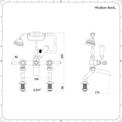 Hudson Reed Elizabeth Rubinetto Miscelatore Tradizionale Per Bordo Vasca - Design A Leva Vittoriano In Ottone Solido - Finitura Cromata Con Ceramica Bianca - 365 X 196 X 176mm -Stile Bagno 11424414 5
