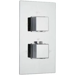 Hudson Reed Miscelatore Doccia Termostatico 1 Via Con 2 Manopole Quadrate - Design Moderno Ad Incasso - Ottone Solido Cromato