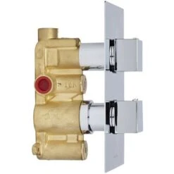 Hudson Reed Miscelatore Doccia Termostatico 1 Via Con 2 Manopole Quadrate - Design Moderno Ad Incasso - Ottone Solido Cromato -Stile Bagno 11424571 3