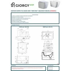 Coppia Sanitari Sospesi Rimless Senza Brida Linea Squadrata Dimensioni Ridotte Coprivaso Soft-close -Stile Bagno 11452695 5