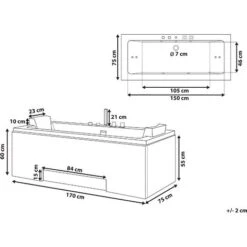 Vasca Idromassaggio Acrilico Sanitario Bianco Con Poggiatesta Luci LED Galley -Stile Bagno 11475337 3