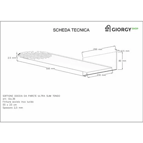 Kit Doccia 2 Vie Soffione Acciaio Inox Slim 2,5 Mm + Presa Acqua + Flessibile + Doccino Soffione Tondo 55x23 Cm 4 Kit Doccia 2 Vie Soffione Acciaio Inox Slim 2,5 Mm + Presa Acqua + Flessibile + Doccino Soffione Tondo 55x23 Cm - immagine 4
