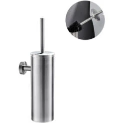 Portascopino WC Bagno In Acciaio Inox A Parete Spazzolato Scopino Per WC E Supporto Con Coperchio+manico+spazzola Di Pulizia A 360º Splashproof Anti-odore Set Di Spazzole Per WC A Muro