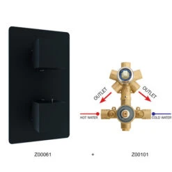 Miscelatore Termostatico Bossini 2 Uscite In Ottone Completo Di Parte Incasso E Parte Esterna Nera Opaca