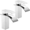 2 X CECIPA Cromata Rubinetto Bagno Cascata, Miscelatore Lavabo Bagno, Rubinetto Lavabo, Valvola In Ceramica, Acqua Calda E Fredda, Altezza 152mm
