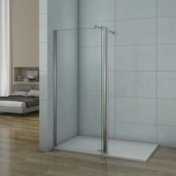 Doccia Walk In 50cm Con Paretina Mobile 30cm Vetro Trasparente 8mm Con Barra Stabilizzatrice Regolabile 70-120cm Misura 80x200cm -Stile Bagno 12433254 3