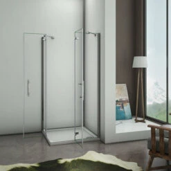 195 Cm Box Doccia Angolare Doppie Porte Battenti Cristallo 6 Mm Temperato Anticalcare Trasparente Telaio Cromo Lucido Misura 80x80 Cm Piatto Doccia 80x80 Cm -Stile Bagno 12433359 3