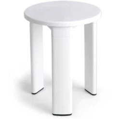 Sgabello Polipropilene Bianco Da Bagno Con Portata 80 Kg E Piedini Antiscivolo