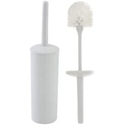 Portascopino WC Tondo Da Appoggio Bianco In Plastica Con Scopino