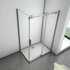 100x70x195 Cm Box Doccia Angolare Porta Scorrevole Con Parete Laterale Vetro 8 Mm Temperato Anticalcare Telaio Cromato Lucido, Piatto Doccia 100x70 Cm Incluso -Stile Bagno 12628225 3