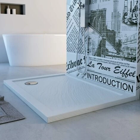 Piatto Doccia Bordato Effetto Pietra Bianco In Acrilico Mod. Flower 75x75x4 Cm Quadrato 3 Piatto Doccia Bordato Effetto Pietra Bianco In Acrilico Mod. Flower 75x75x4 Cm Quadrato - immagine 3