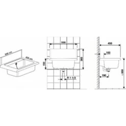 Cornat Parete Lavandino Con Scarico E Troppopieno, In Plastica, 550 mm, 1 pezzo, Granito, Wagb5526 -Stile Bagno 12769637 3
