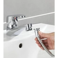 WENKO Doccia Per Lavandino Cromato - Doccetta A Mano Mobile Con Tubo Flessibile In Acciaio Inox, ABS, 170 X 3.5 X 6.5 Cm, Argento Lucido