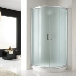 Box Doccia Semicircolare Scorrevole Vetro Stampato H 198 Mod. Alabama 90x90 Cm -Stile Bagno 13126789 5