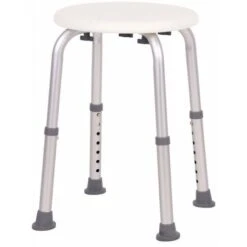 Sgabello Da Doccia, Sedile Da Bagno, Ausilio Rotondo Altezza Regolabile 8 Posizioni Antiscivolo