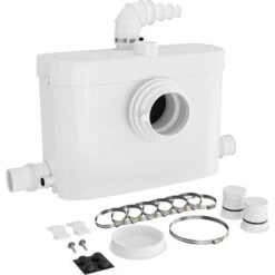 Trituratore Wc WilTec 3/1 450W, Collegamento Frontale, Prevalenza 7m, Per Acque Reflue E Feci