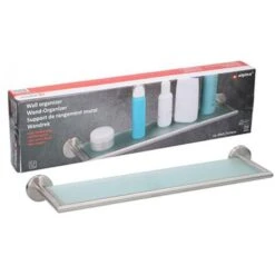 Mensola Rettangolare Da Parete Bagno Ripiano Portatutto Acciaio Vetro 54x6x14cm -Stile Bagno 13315505 3