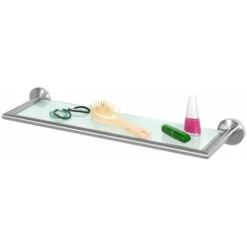 Mensola Rettangolare Da Parete Bagno Ripiano Portatutto Acciaio Vetro 54x6x14cm -Stile Bagno 13315505 4