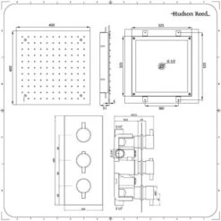 Hudson Reed Nox Kit Doccia Con Miscelatore Doccia Triplo Termostatico 2 Vie&44 Soffione Doccia Quadrato E Doccetta - Sistema Doccia Ad Incasso - Ottone & Acciaio Nero Opaco -Stile Bagno 13458782 4